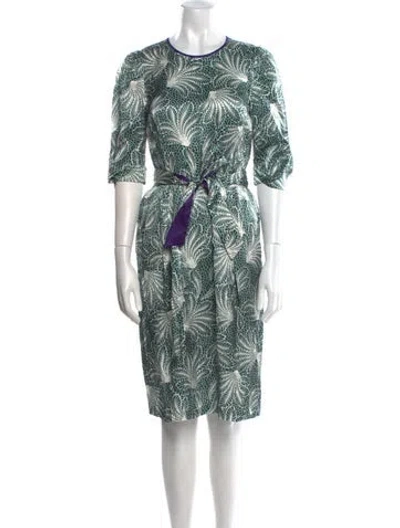 Pre-owned Dries Van Noten Printed Knee-length Dress In Green
