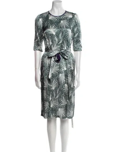 Pre-owned Dries Van Noten Printed Knee-length Dress In Green