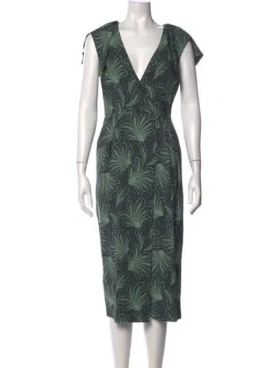 Pre-owned Dries Van Noten Printed Knee-length Dress In Green