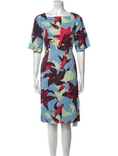 Pre-owned Dries Van Noten Printed Knee-length Dress W/ Tags In Blue