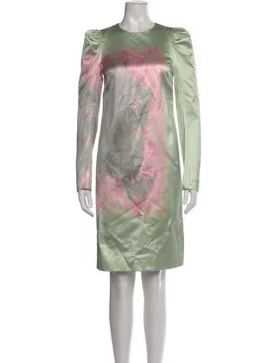 Pre-owned Dries Van Noten Printed Knee-length Dress W/ Tags In Green