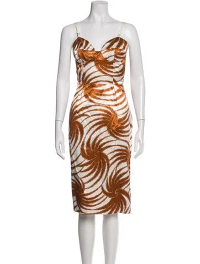 Pre-owned Dries Van Noten Printed Knee-length Dress In White