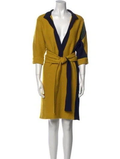 Pre-owned Dries Van Noten Printed Knee-length Dress In Yellow