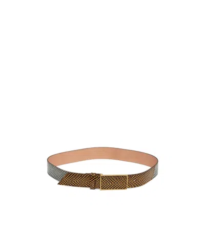 Dries Van Noten Printed Leather Belt In Yellow