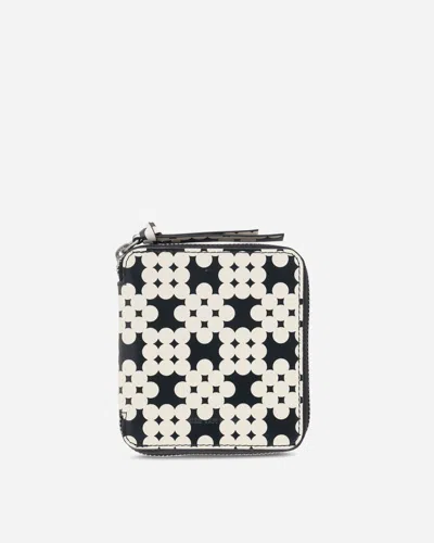 Dries Van Noten Printed Leather Zip Wallet Ecru In White