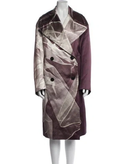 Pre-owned Dries Van Noten Printed Long Coat In Purple