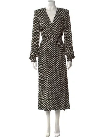 Pre-owned Dries Van Noten Printed Long Dress In Black