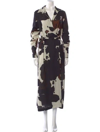 Pre-owned Dries Van Noten Printed Long Dress In Black