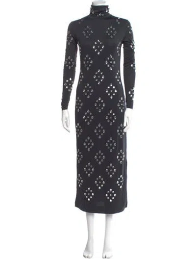Pre-owned Dries Van Noten Printed Long Dress In Black