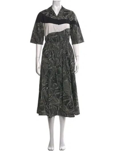 Pre-owned Dries Van Noten Printed Long Dress In Black