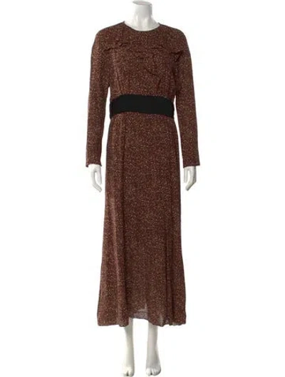 Pre-owned Dries Van Noten Printed Long Dress In Brown