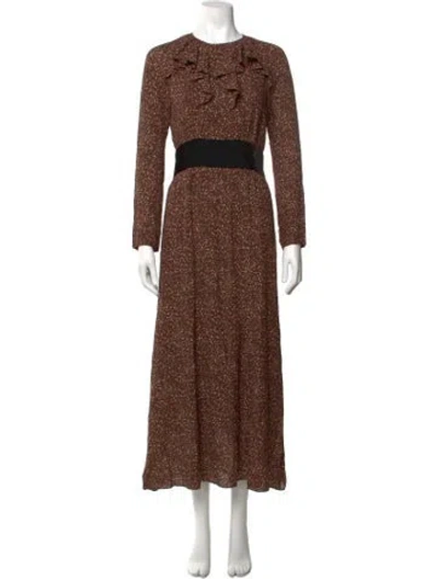Pre-owned Dries Van Noten Printed Long Dress In Brown