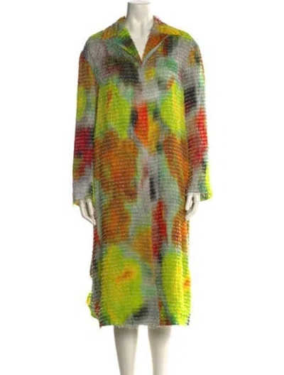 Pre-owned Dries Van Noten Printed Long Dress In Green