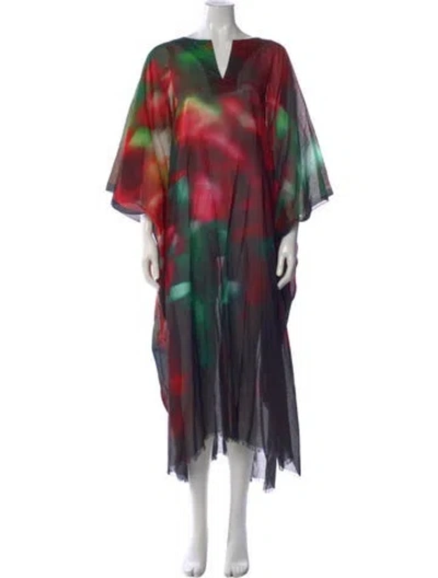 Pre-owned Dries Van Noten Printed Long Dress In Green