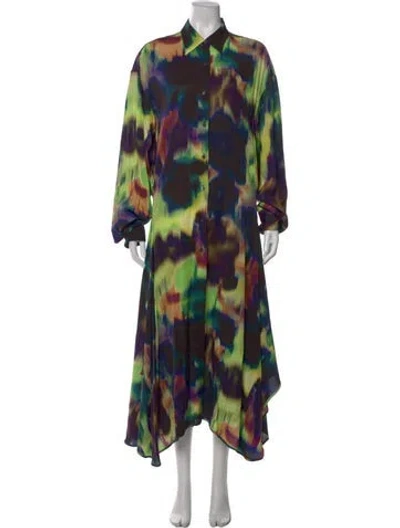 Pre-owned Dries Van Noten Printed Long Dress In Multi