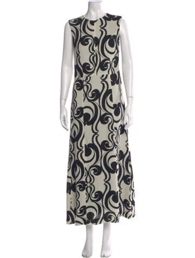 Pre-owned Dries Van Noten Printed Long Dress In Neutral