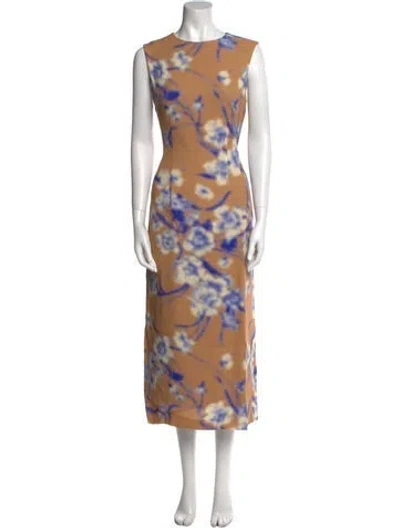 Pre-owned Dries Van Noten Printed Long Dress In Neutral