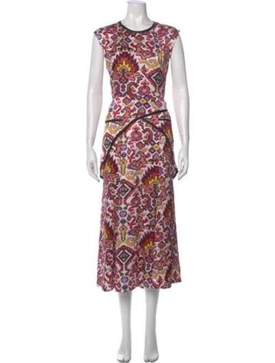 Pre-owned Dries Van Noten Printed Long Dress In Pink