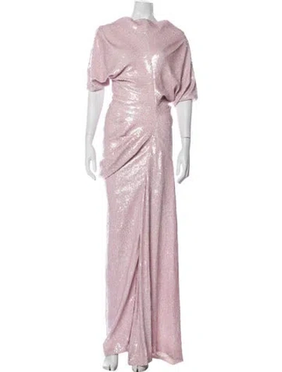 Pre-owned Dries Van Noten Printed Long Dress In Pink