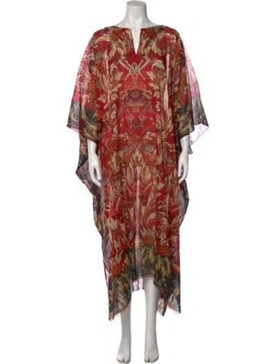 Pre-owned Dries Van Noten Printed Long Dress In Red