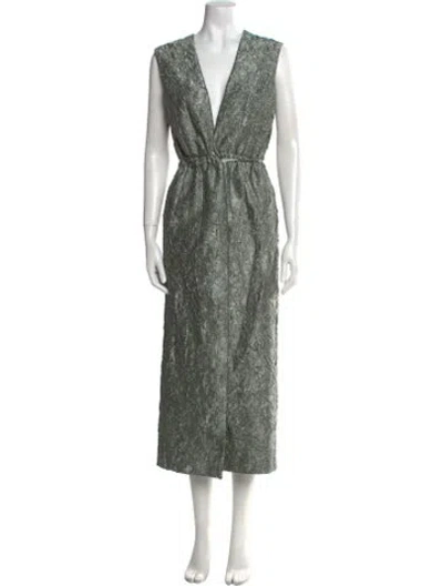 Pre-owned Dries Van Noten Printed Long Dress W/ Tags In Green