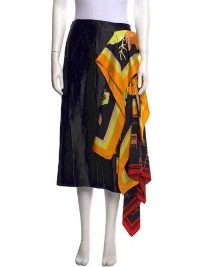 Pre-owned Dries Van Noten Printed Long Skirt In Black