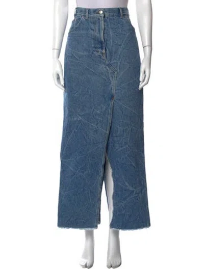 Pre-owned Dries Van Noten Printed Long Skirt In Blue