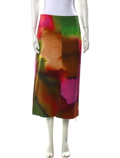 Pre-owned Dries Van Noten Printed Long Skirt In Green