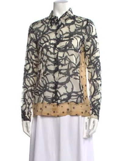 Pre-owned Dries Van Noten Printed Long Sleeve Blouse