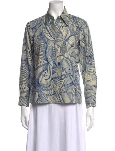Pre-owned Dries Van Noten Printed Long Sleeve Blouse In Brown