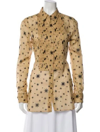 Pre-owned Dries Van Noten Printed Long Sleeve Blouse In Neutral