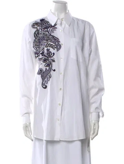 Pre-owned Dries Van Noten Printed Long Sleeve Blouse In Neutral