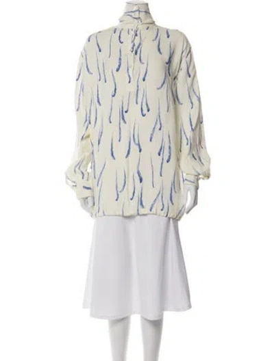 Pre-owned Dries Van Noten Printed Long Sleeve Blouse In Neutral