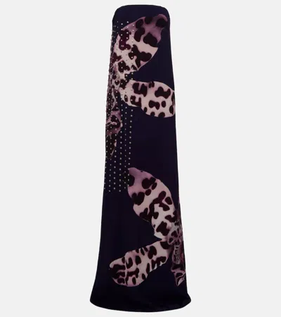 Dries Van Noten Printed Maxi Dress In Navy