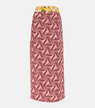 Dries Van Noten Printed Maxi Skirt In Pink