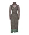 Dries Van Noten Printed Mesh Layered Midi Dress In Brown