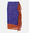 Dries Van Noten Purple Double Layered Midi Skirt In Multicoloured