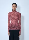 Dries Van Noten Stretch Tulle Turtleneck Knitwear Multicolor In Pink
