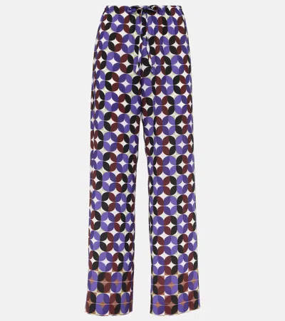 Dries Van Noten Printed Mid-rise Crêpe Wide-leg Pants In Multicoloured