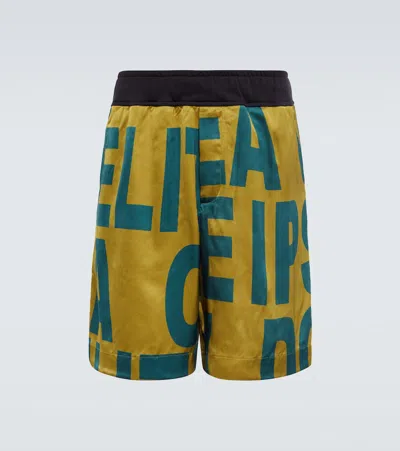 Dries Van Noten Printed Mid-rise Jersey Shorts In Kaki