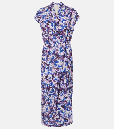Dries Van Noten Printed Midi Dress In Blue