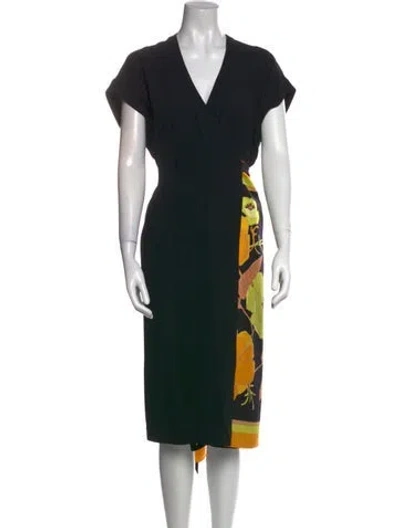 Pre-owned Dries Van Noten Printed Midi Length Dress In Black