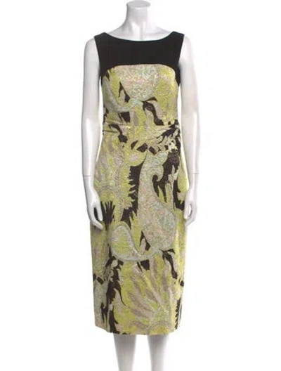 Pre-owned Dries Van Noten Printed Midi Length Dress In Black