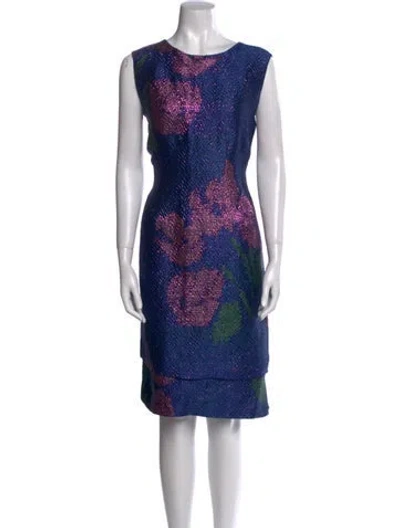 Pre-owned Dries Van Noten Printed Midi Length Dress In Blue
