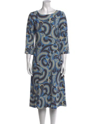 Pre-owned Dries Van Noten Printed Midi Length Dress In Blue