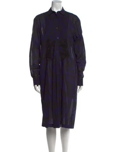 Pre-owned Dries Van Noten Printed Midi Length Dress In Blue