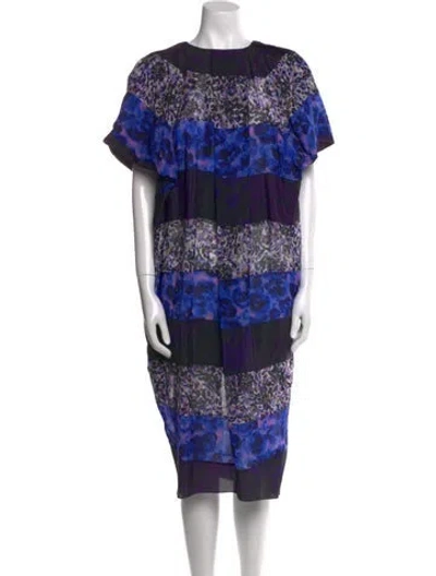 Pre-owned Dries Van Noten Printed Midi Length Dress In Blue