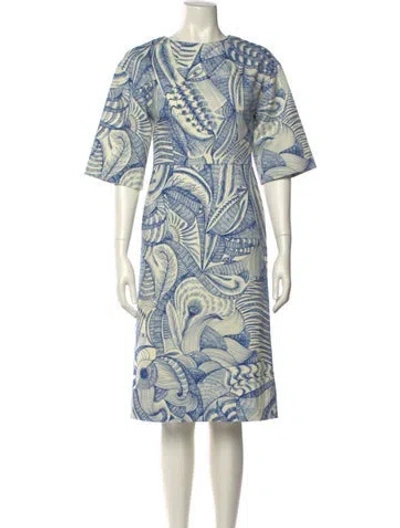 Pre-owned Dries Van Noten Printed Midi Length Dress In Blue