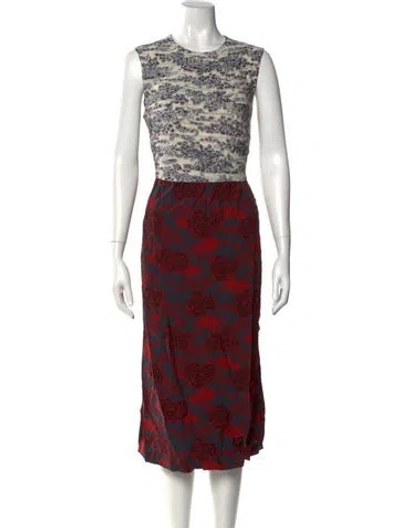 Pre-owned Dries Van Noten Printed Midi Length Dress In Blue
