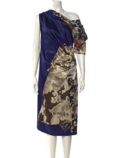 Pre-owned Dries Van Noten Printed Midi Length Dress In Blue